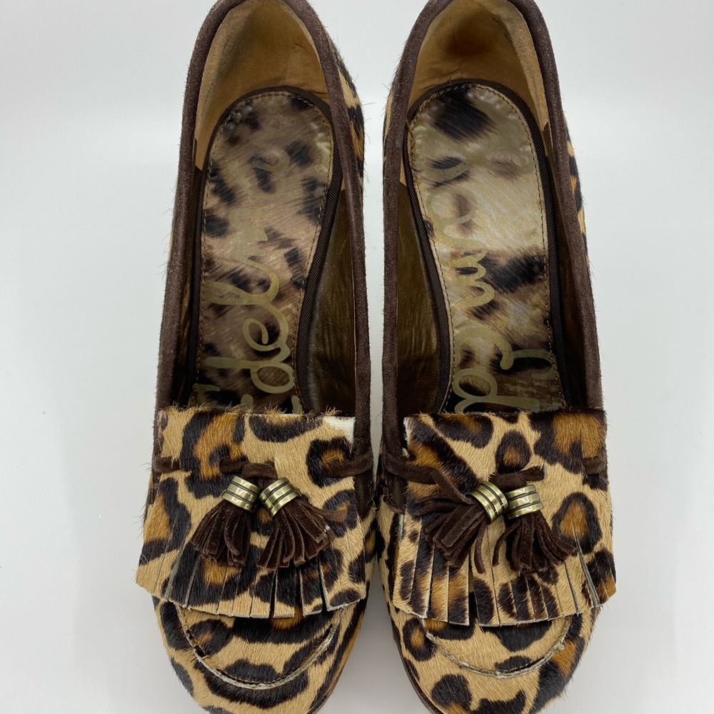 SAM EDELMAN Wesley Brahma Calf Hair Leopard Wedge Platform  
Size: 8M - Picture 8 of 10
